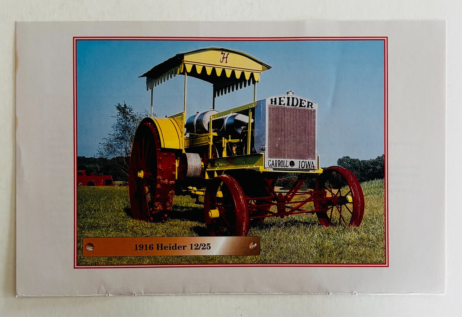 1916 Heider 12/25 Antique Tractor 1970-80s Book Print Agriculture Carroll C80A