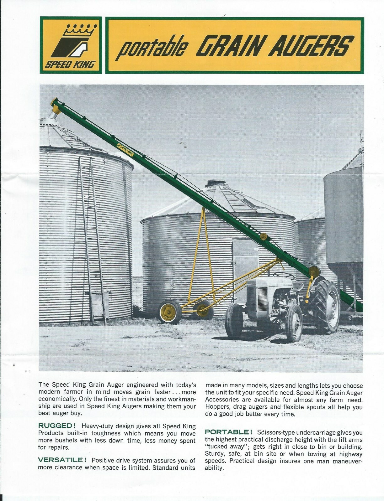 Farm Equipment Brochure – Speed King – 400 et al – Grain Auger – c1966 (F7123)