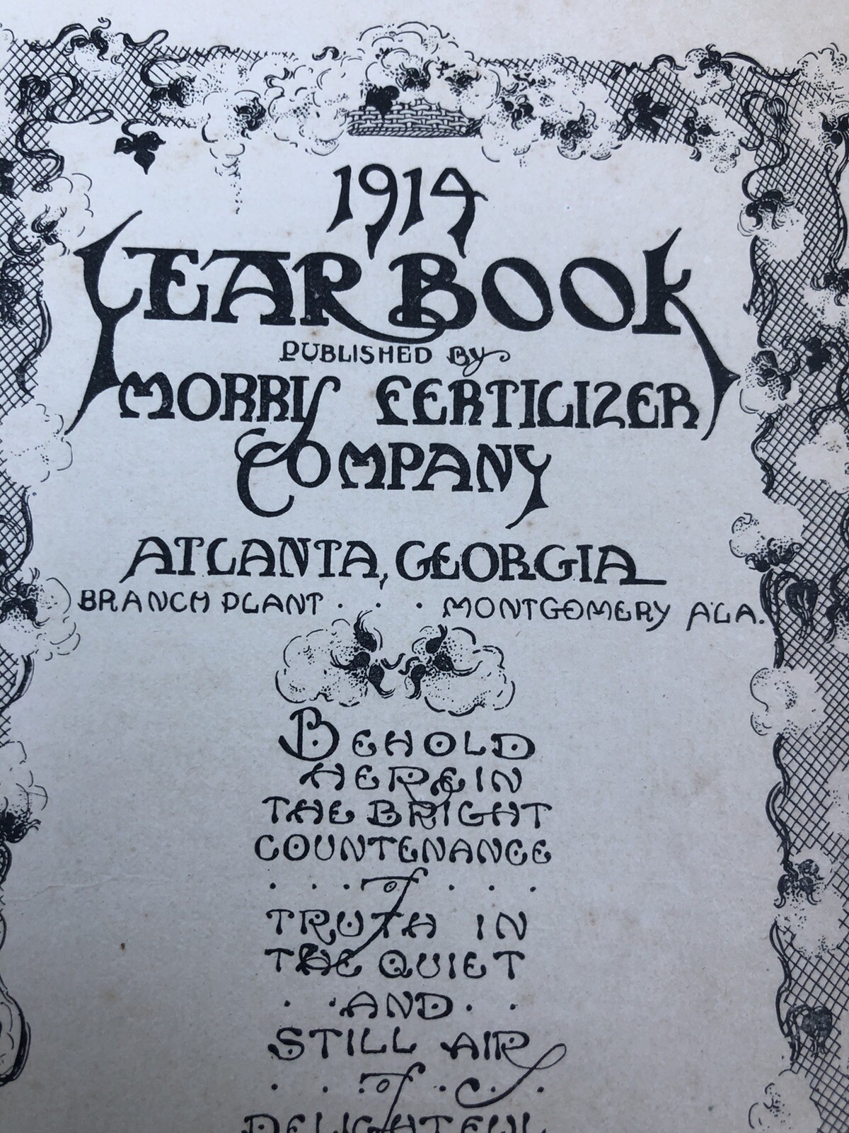 Antique 1914 Morris Fertilizer Co. Yearbook Atlanta Georgia Advertising Booklet