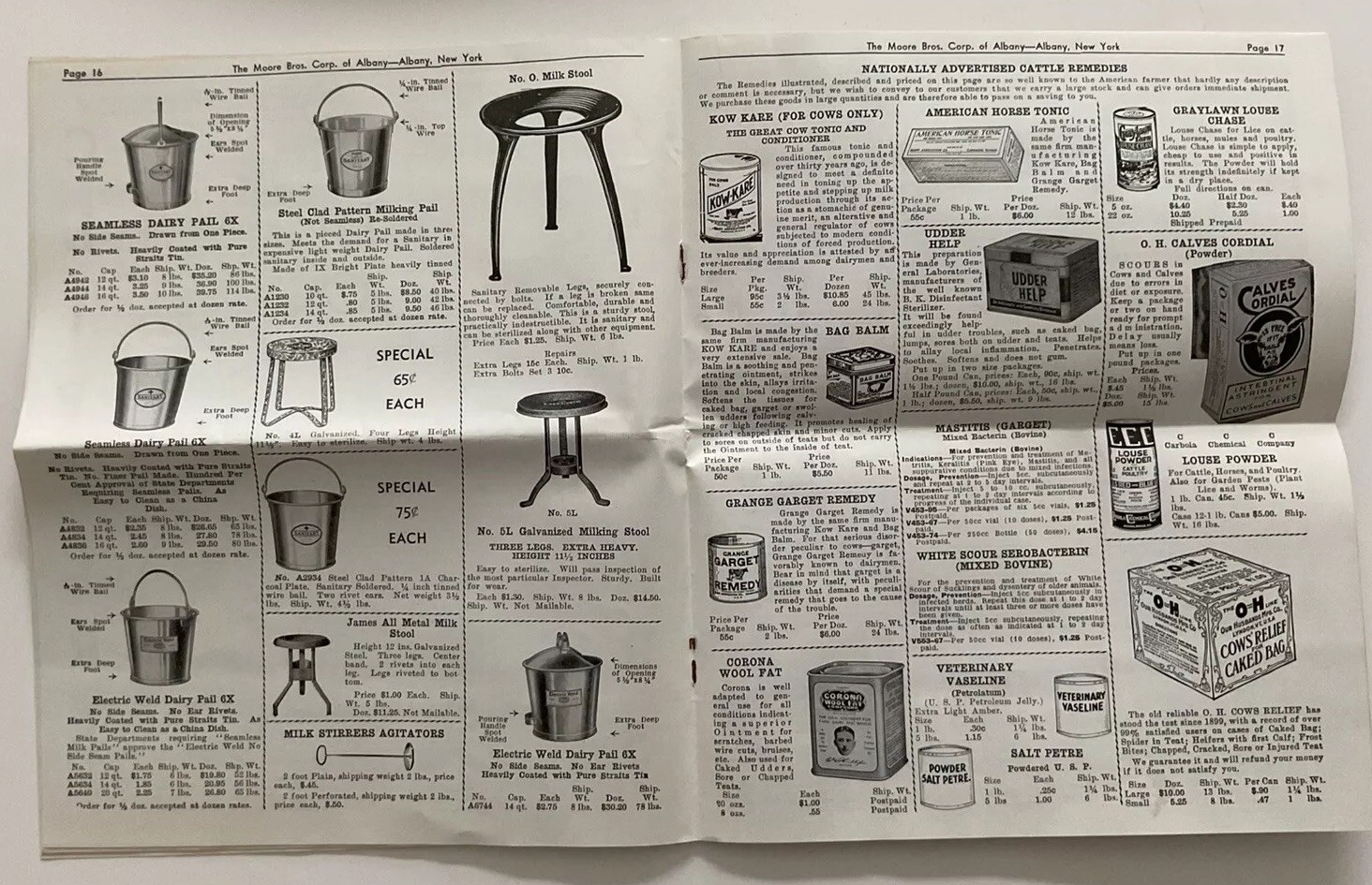 Vintage 1937-8 Dairy Supplies And Specialties Catalog Moore Bros. Albany NY