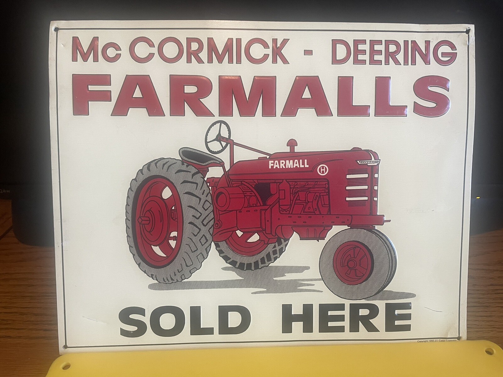 McCORMICK-DEERING FARMALLS TRACTORS SOLD HERE 10.5×13” EMBOSSED METAL SIGN USED