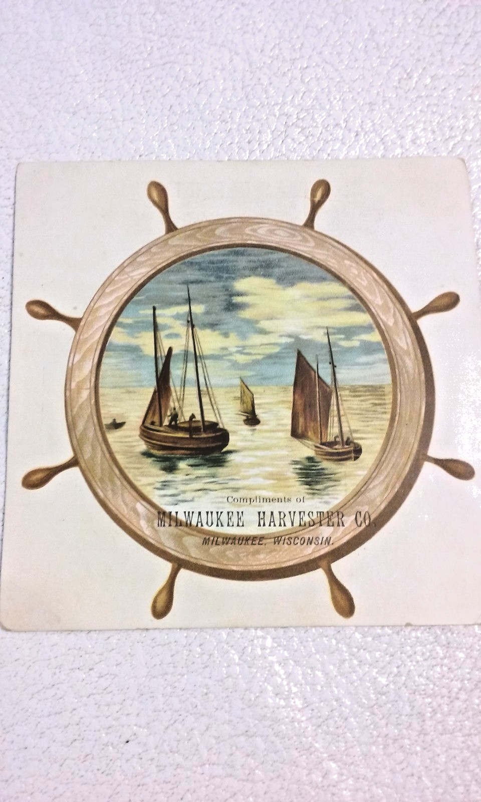 vintage Milwaukee Harvester Co. Nautical Scene Victorian Advertising Trade Card
