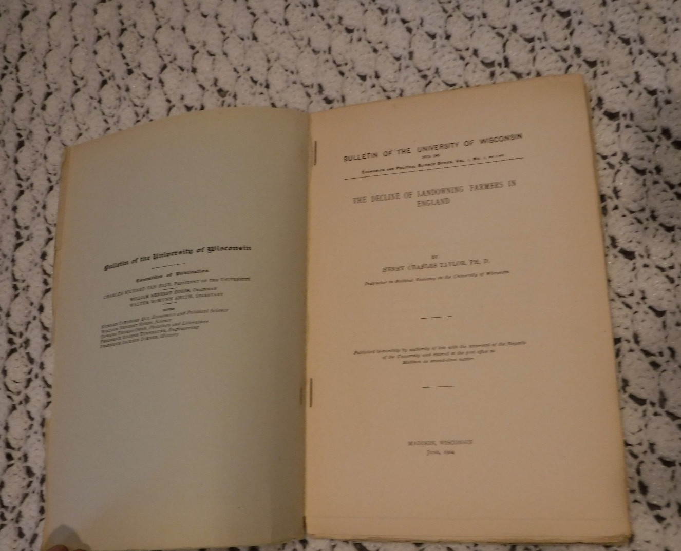 THE DECLINE OF LANDOWNING FARMERS IN ENGLAND BY HENRY C TAYLOR VINTAGE 1904 UW