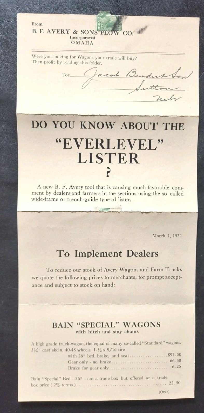 1920s B.F. Avery & Sons Plow And Harvest Co. Dealer Brochure Price List Farming
