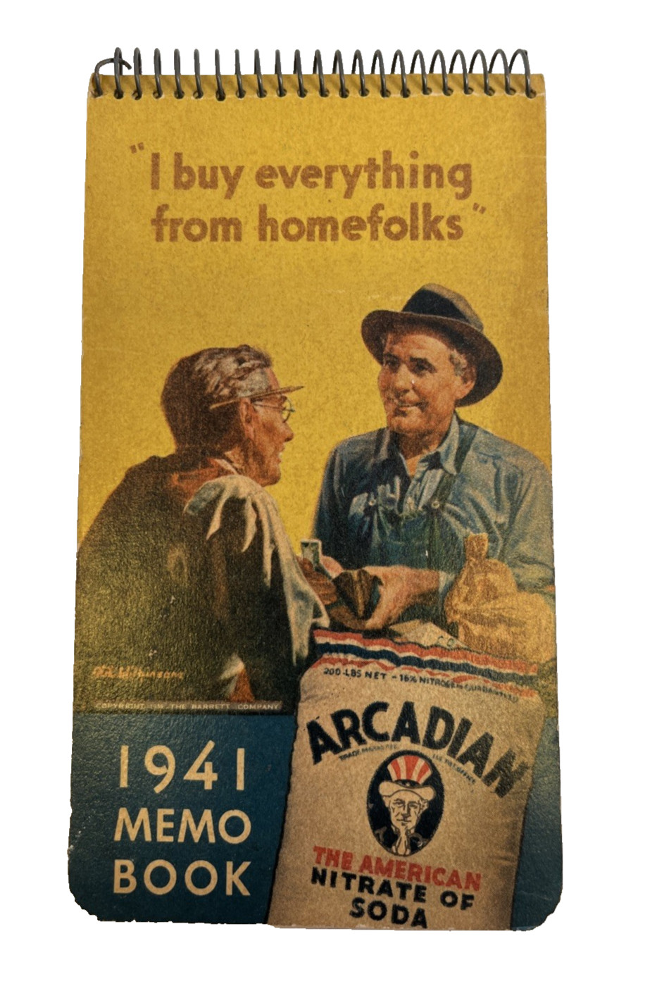 1941 Barrett Nitrogen Arcadian Nitrate of Soda Memo Book Calendar Advertising