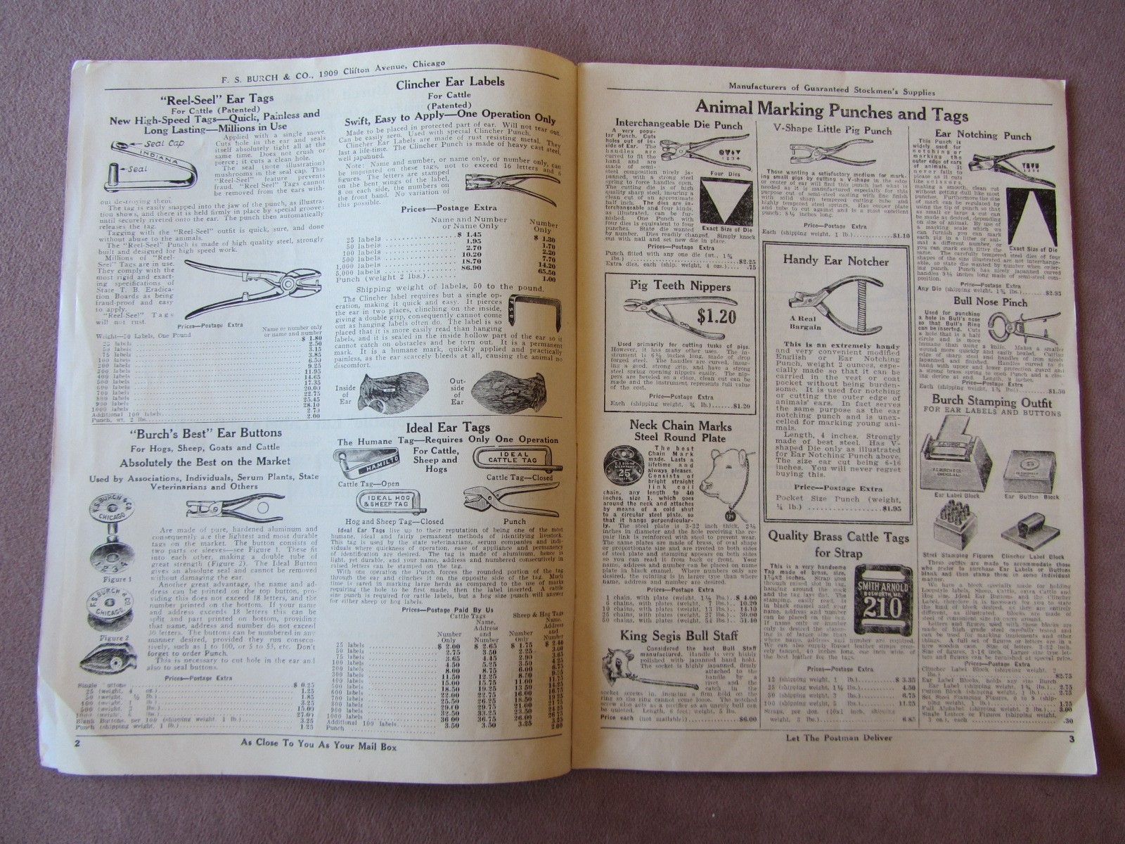 Vintage c1930 F.S. Burch’s Stockmen’s Supplies Catalog Tools Chemicals Prices