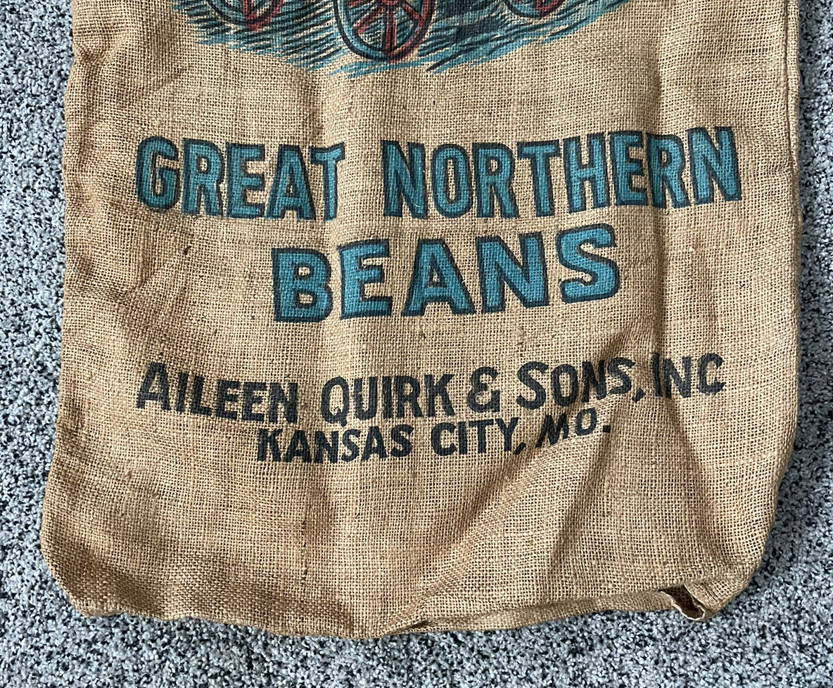 Burlap Sack Bag BUCKBOARD Brand Bright Western Horse Wagon Great Northern Beans