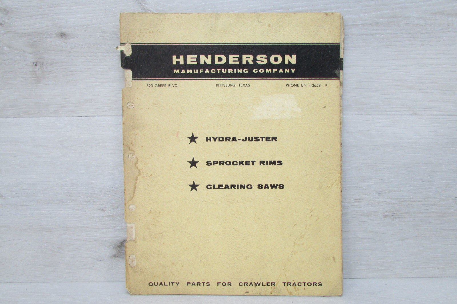 Henderson Manufacturing Company Tractor Parts Catalog Advertising 1963 Vintage