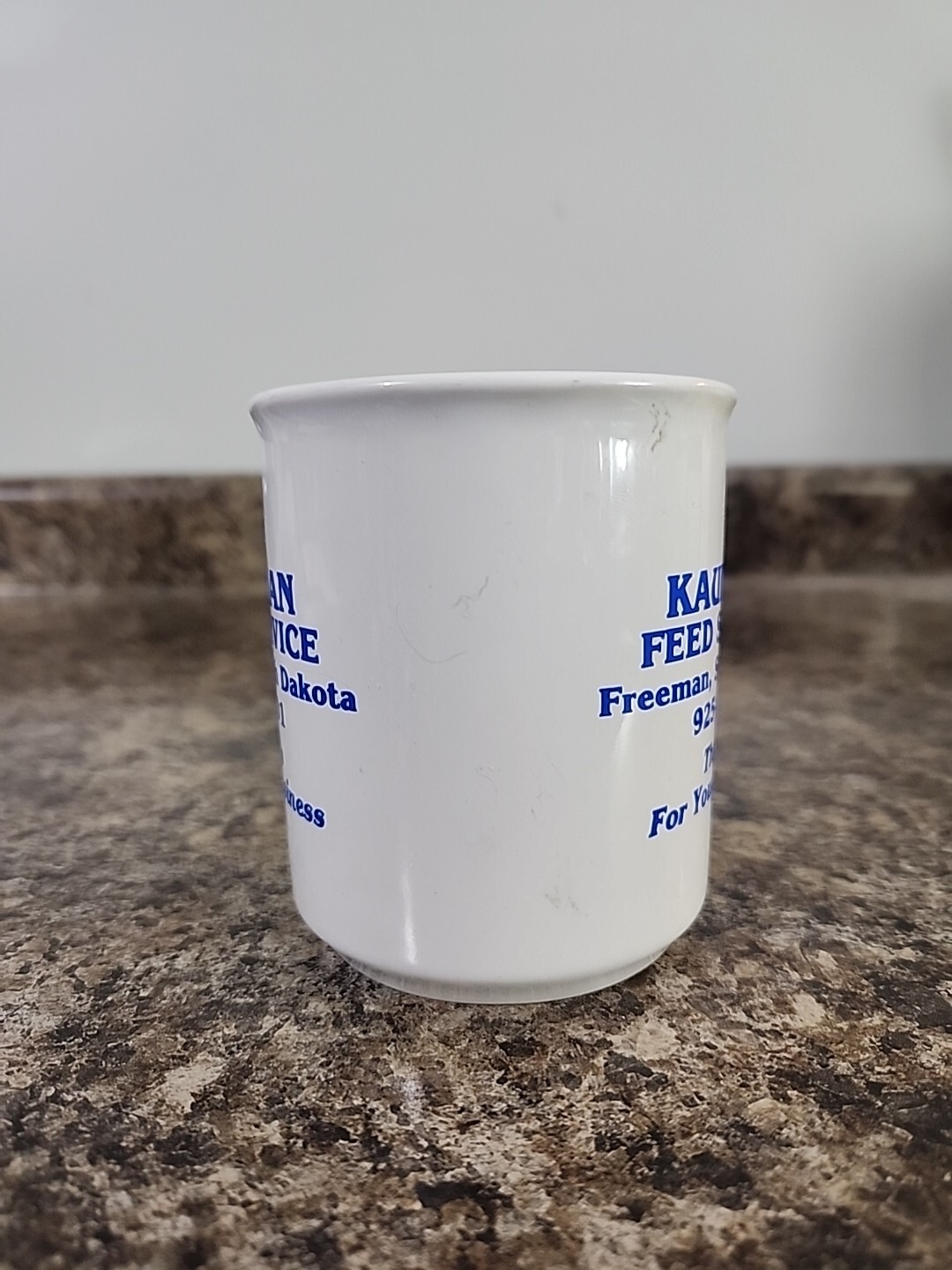 Vtg Kaufman Feed Service Coffee Cup Mug Freeman South Dakota