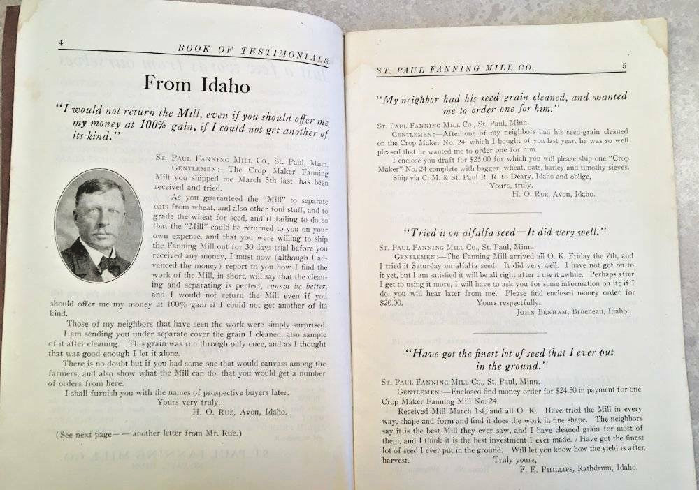 St. Paul Fanning Mill Co Letters from Satisfied Users of the Crop Maker Brochure