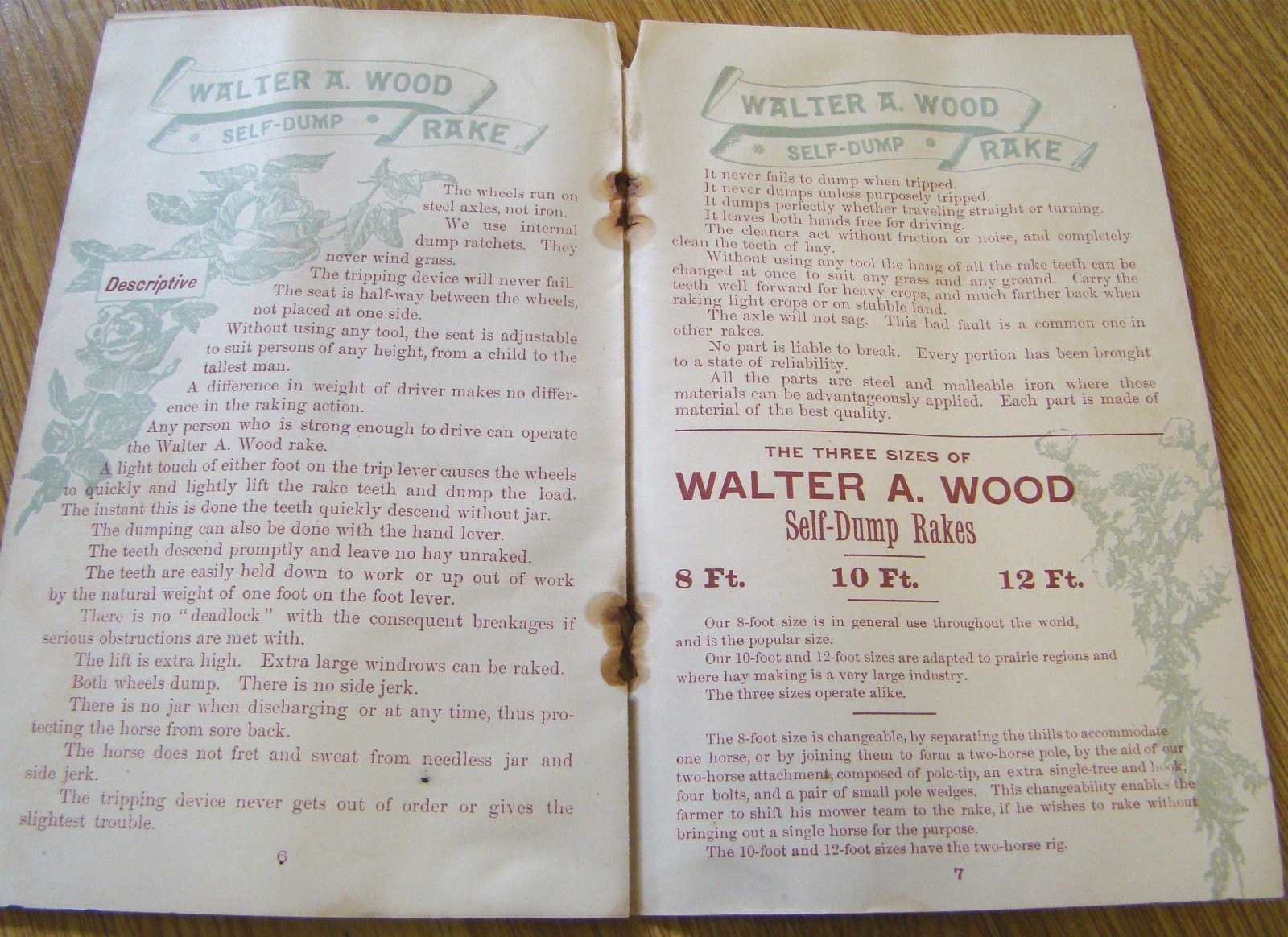 1800&rsquo;s Wood Horse Drawn Hay Rake Catalog Antique Farm Implement old farming