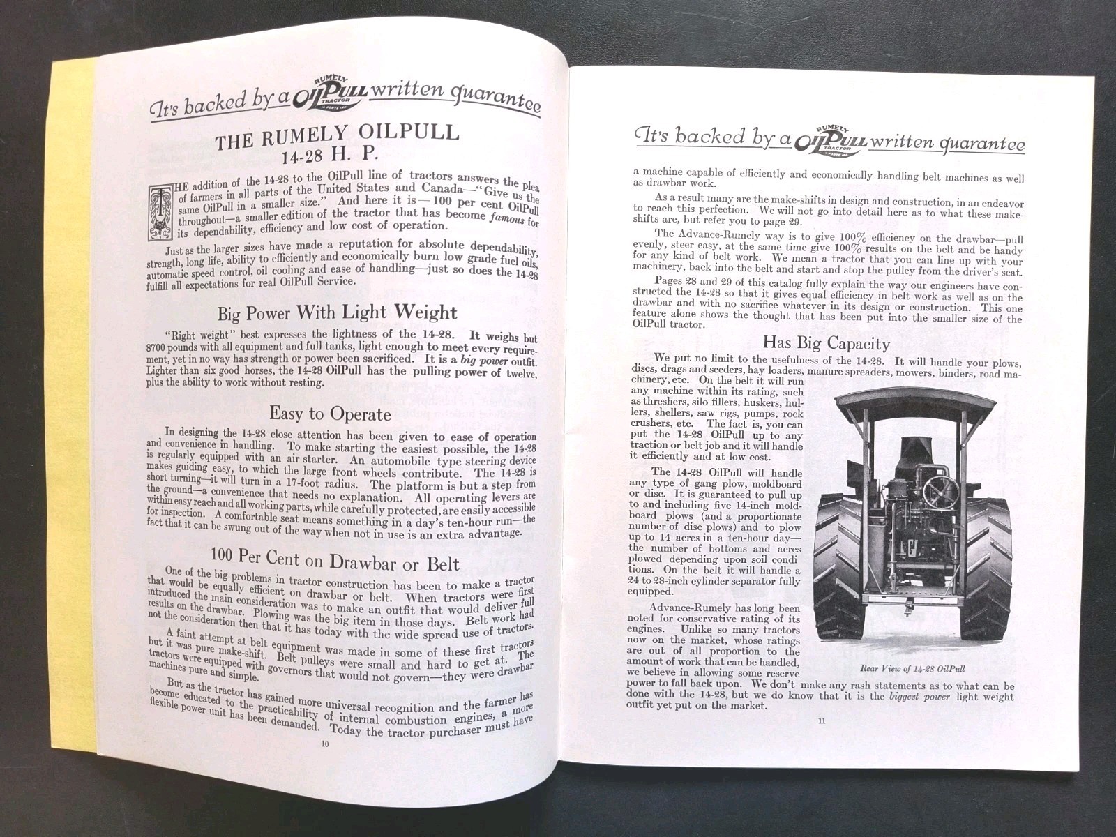 Rumley Oil Pull Tractor Dealer Brochure Guarantee Manual Print Advertising RARE