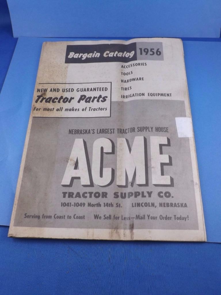 ACME TRACTOR SUPPLY CO. BARGAIN CATALOG 1956 FARM TOOLS HARDWARE TIRES PARTS