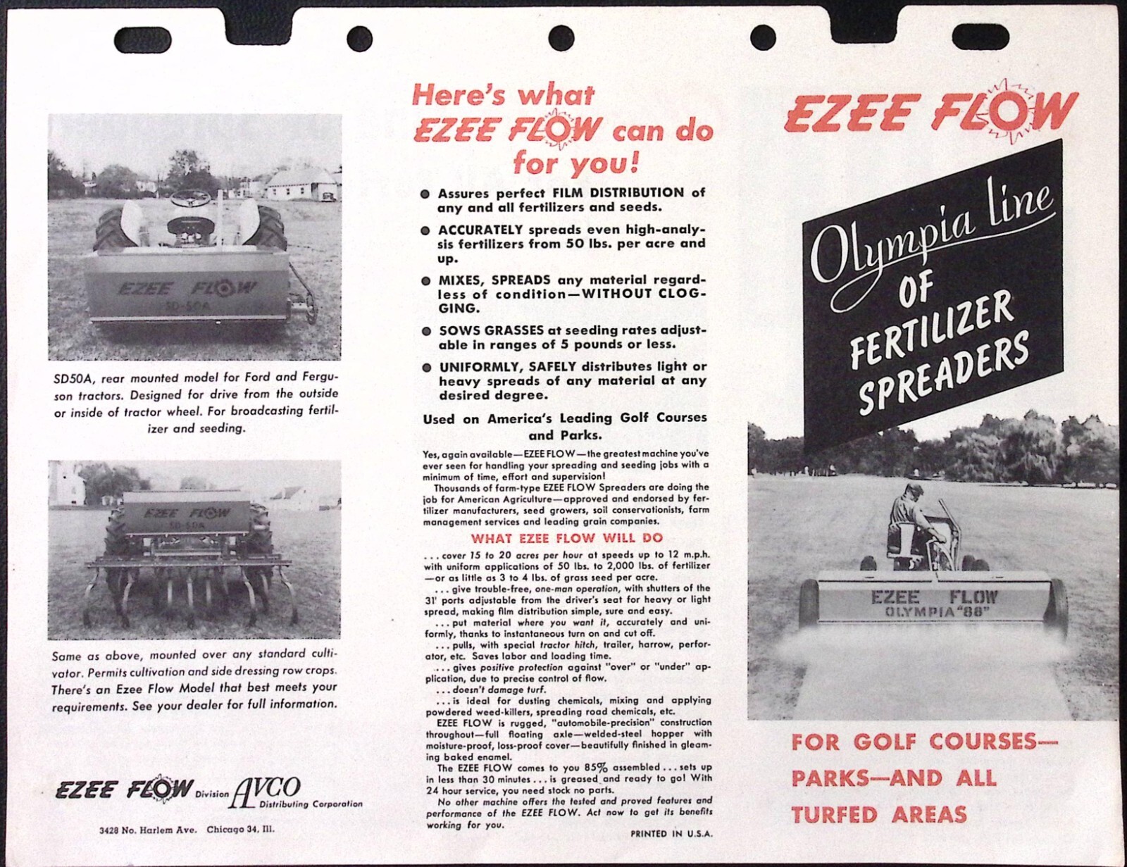 1959 Ezee Flow Fertilizer Application Equipment & Hydraulic Loaders Brochure