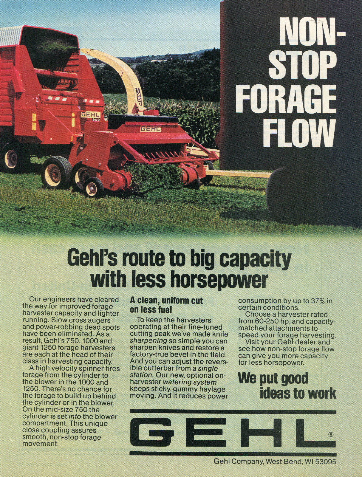 1982 GEHL 1250 Forage Harvester Farm Print Ad