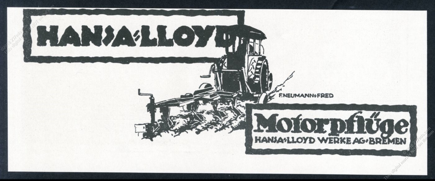 1919 Hansa Lloyd farm tractor F Neumann Fred art German vintage print ad