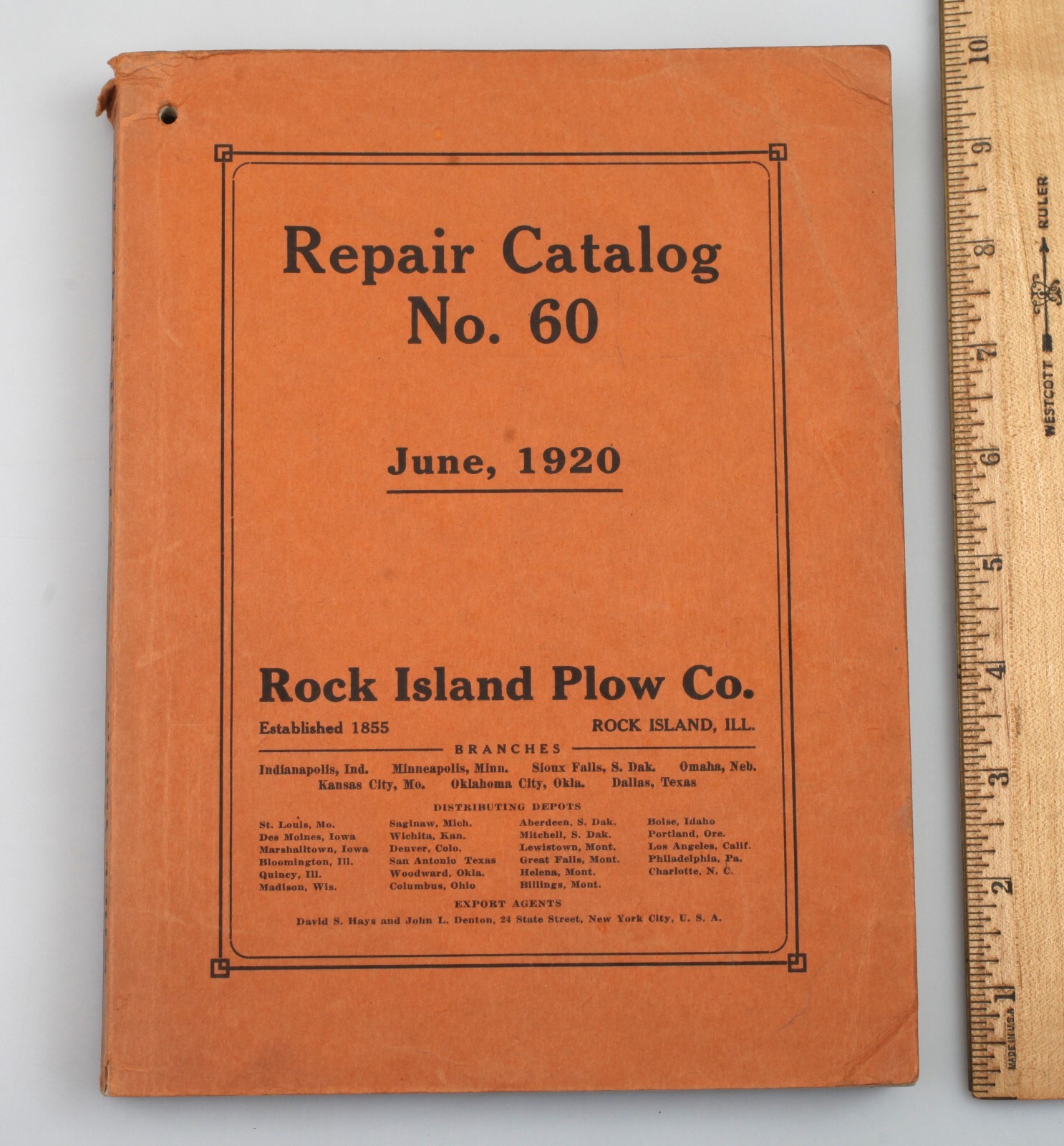 Vintage 1920 Rock Island Plow Repair Catalog No. 60