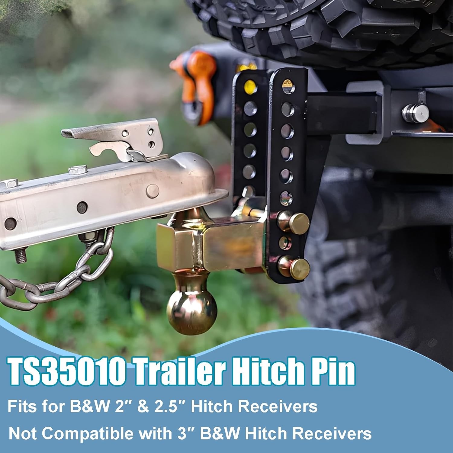 Stainless Steel Trailer Hitch Pin and Clip Set 3 Piece B W 2 & 2.5 Inch