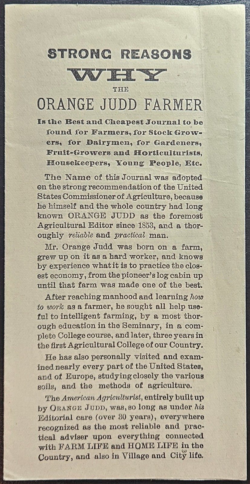 Orange Judd Farmer Magazine Advertising Brochure 3x Coupons Chicago IL c1880
