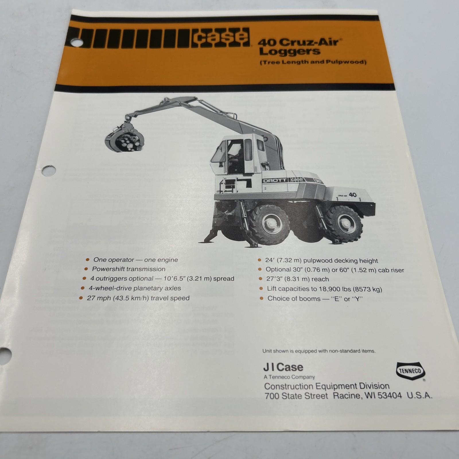 Drott 40 Cruz-Air Logger Dealer&rsquo;s Brochure Tenneco Company