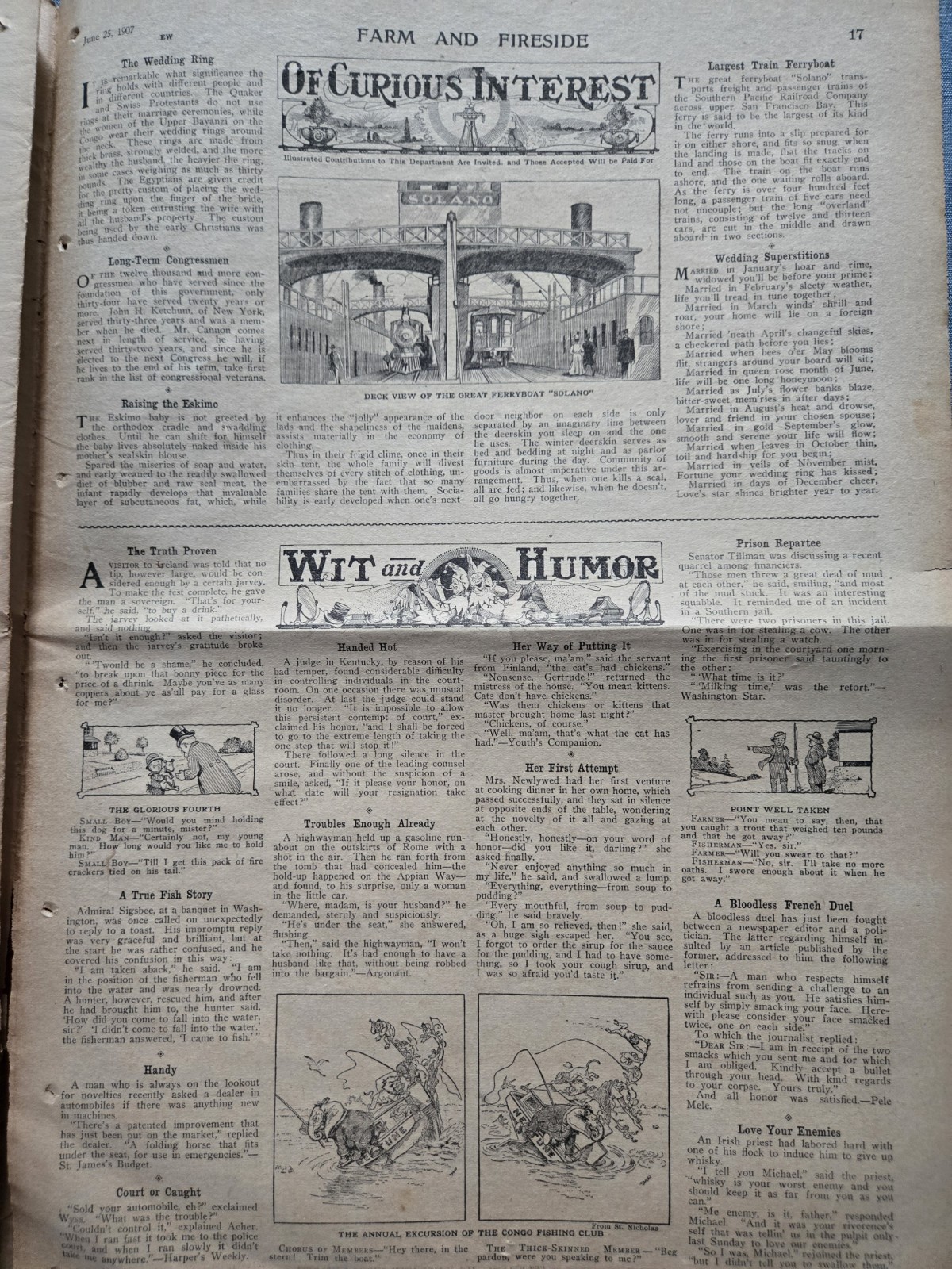 Farm & Fireside Newspaper – Antique Agriculture 1907 Articles Ads Illustrations