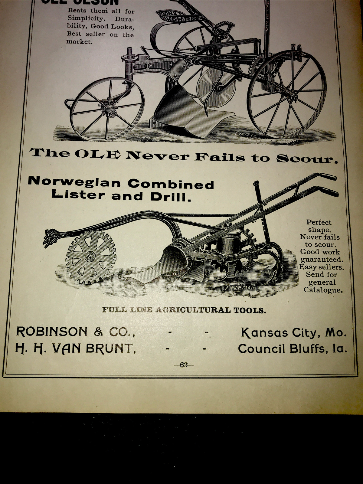 1898 Thompson Plow Farm Advertising – Kansas City – Missouri – Council Bluffs