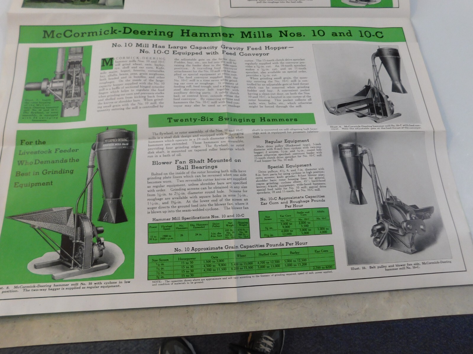 1926 McCORMICK DEERING ROUGHAGE & HAMMER MILLS SALES BROCHURE FOLDOUT NO TEARS