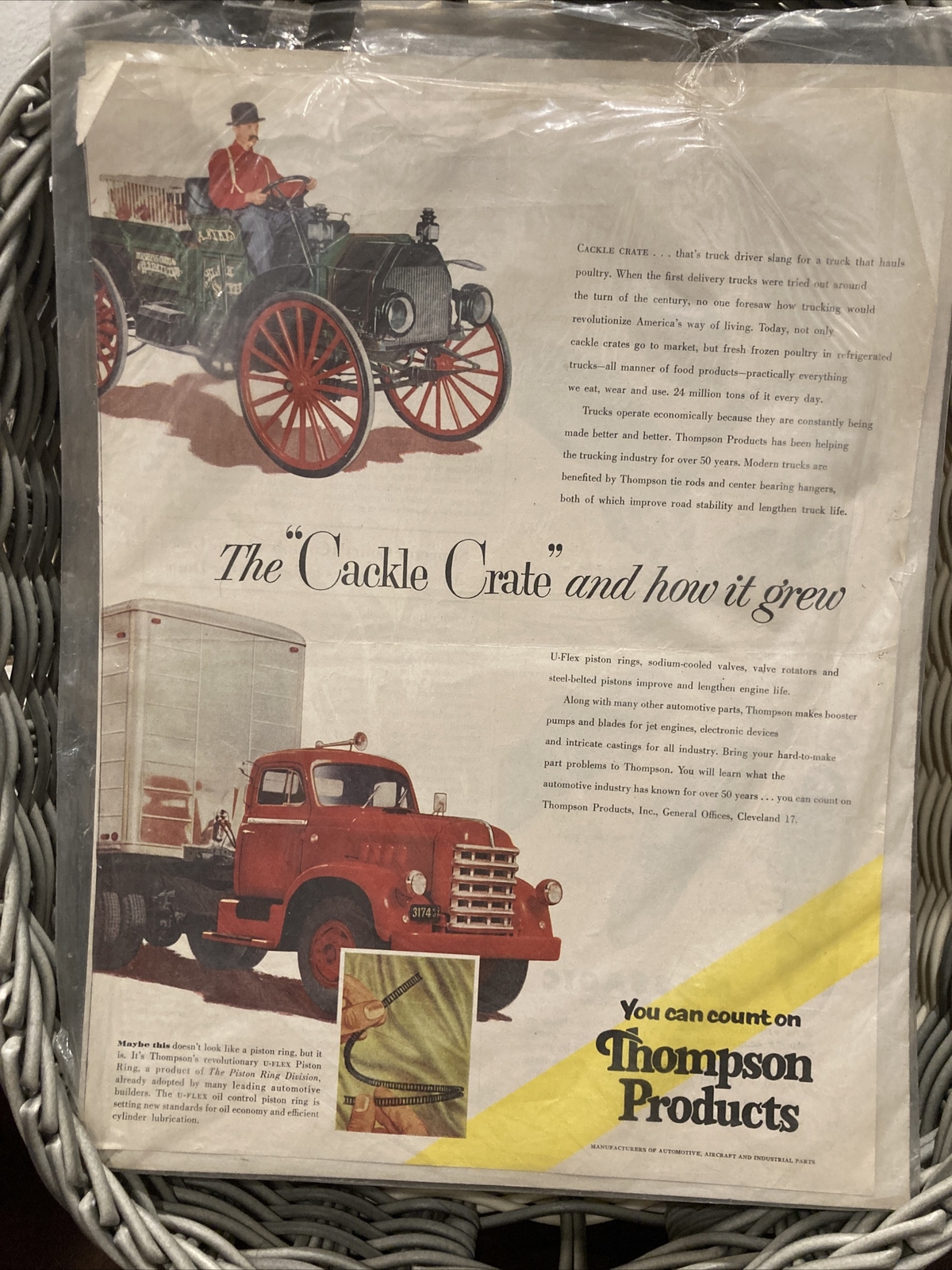1953 Thompson Products Truck Ad Drivers Slang – The Cackle Crate (Poultry Truck)