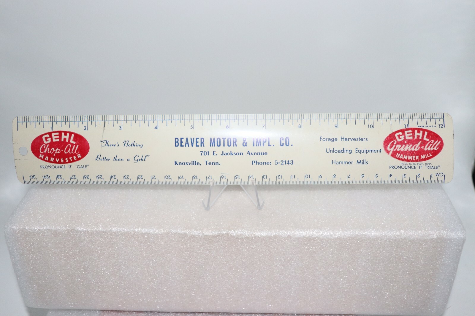 Vintage GEHL Farming Equipment Advertising Beaver Motor & Implement Co. Ruler