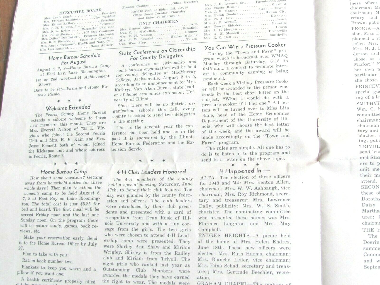 1943 PEORIA COUNTY FARMER FARM BUREAU NEWSPAPER MAGAZINE