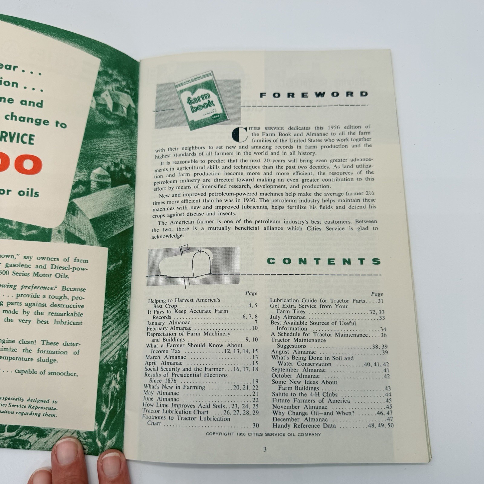 Vtg 1956 Farm Book & Almanac – Cities Service – 50s Tractor Gas Oil Agriculture
