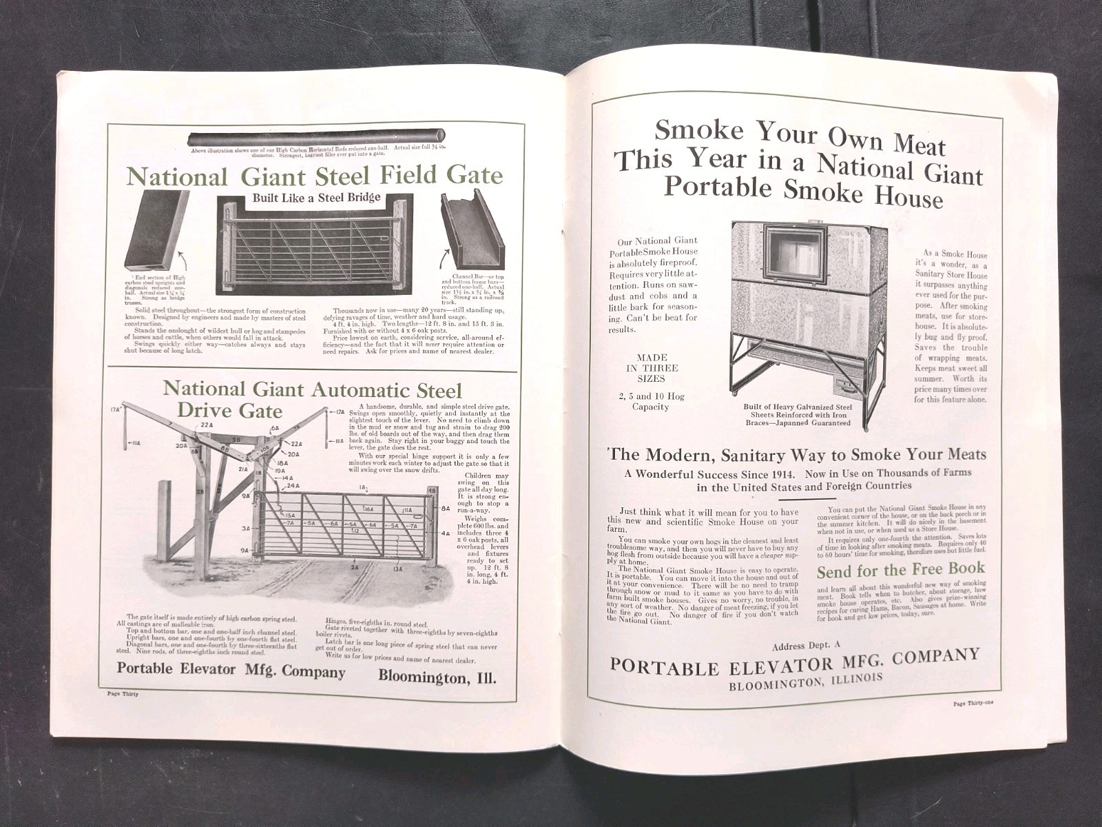 1921 National Giant Sales Brochure. Portable Elevator Mfg Farm Advertising IL