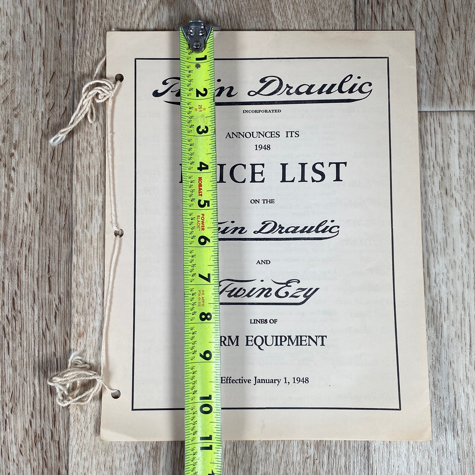 Twin Draulic Price List TwinEzy 1948 Farm Sales Brochure