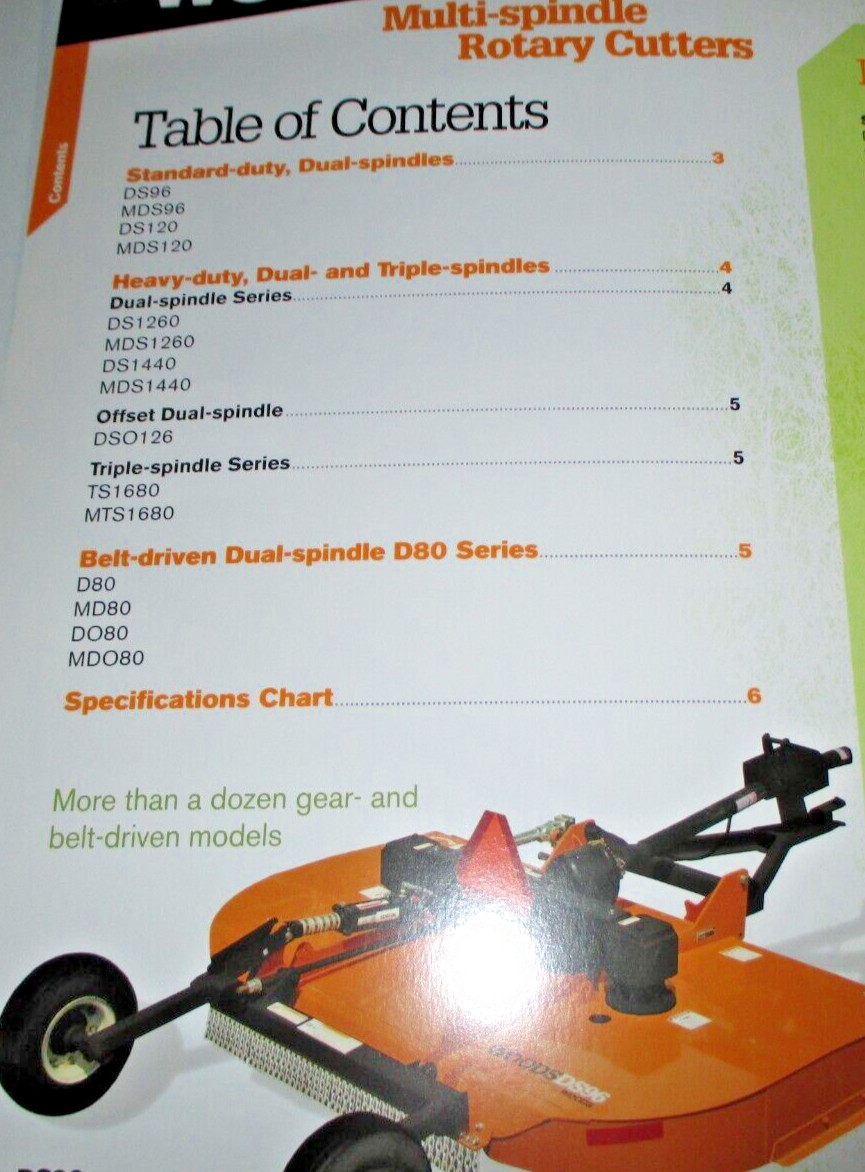 *Woods Multi-Spindle Rotary Cutter Mower Sales Brochure DS96 thru MD080 OEM 4/13