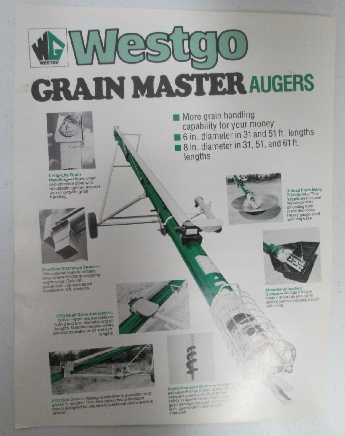 Westgo A-100 Portable Augers and Conveying Systems Sales Brochure Specifications