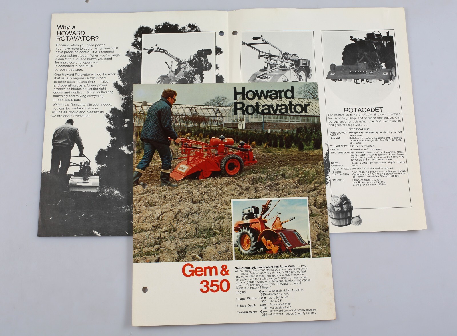 Vintage Howard Farming Landscaping Rotavators Gem 350 Brochures