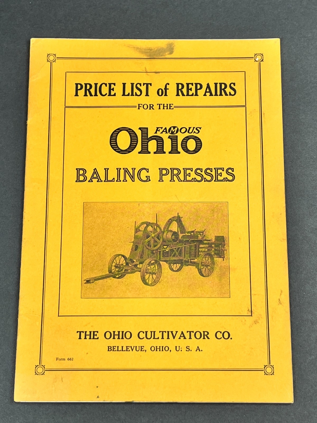 1920s Ohio Cultivator Automatic Hay Presses Parts Price List Repairs Bellevue OH