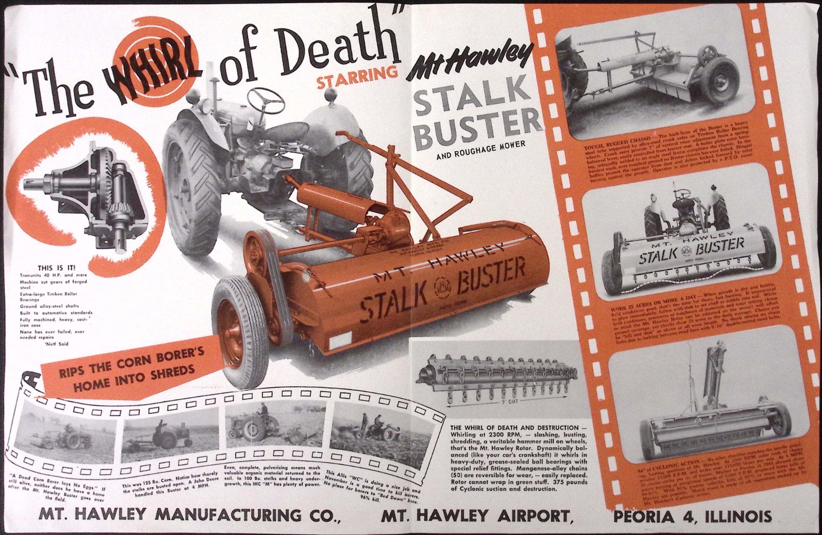 1954 Mt Hawley Stalkbuster Sales Brochure Mt Hawley Mfg CO Peoria IL