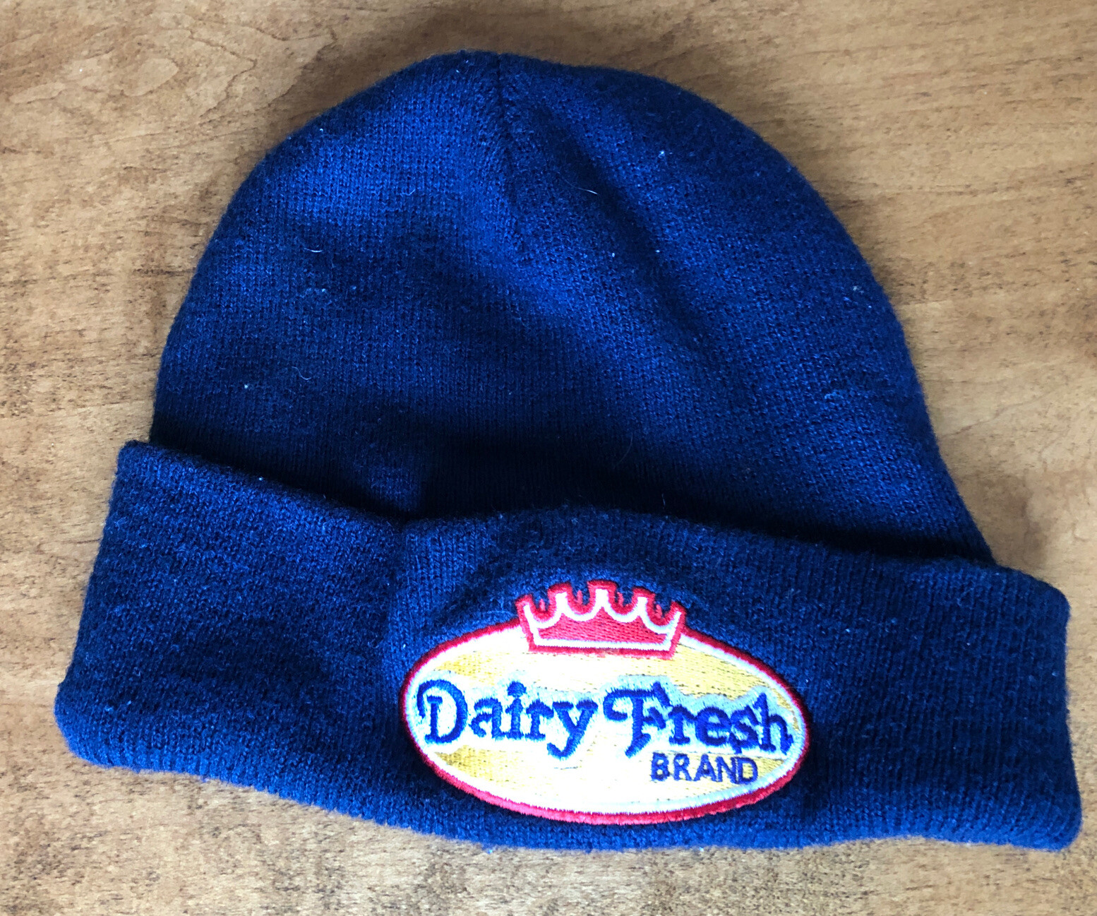 Dairy Fresh brand knit cap hat with Embroidered Patch OSFA Vintage Collectible