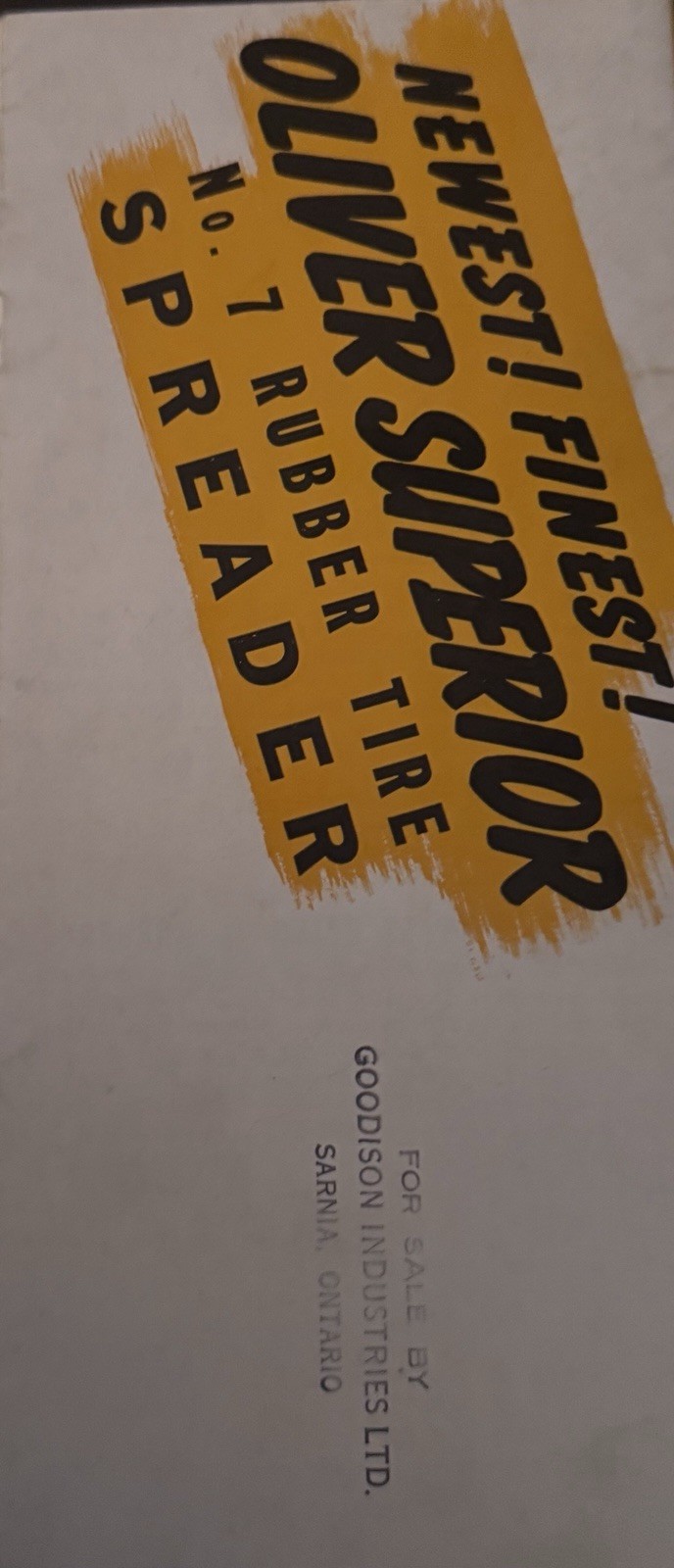 Vintage Farm Equip/OLIVER SUPERIOR SPREADER BROCHURE.. from GOODISON, Sarnia, On