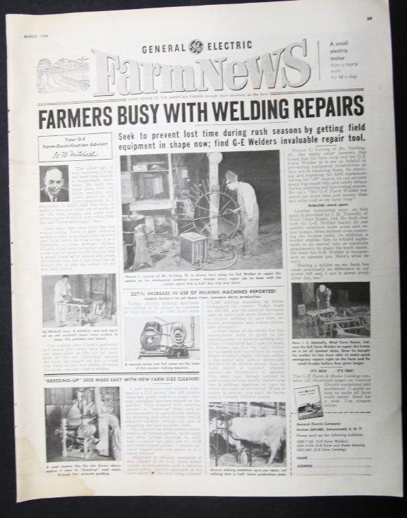 Original 1949 GE News Article featuring Wayne Laning, Mt Sterling Illinois