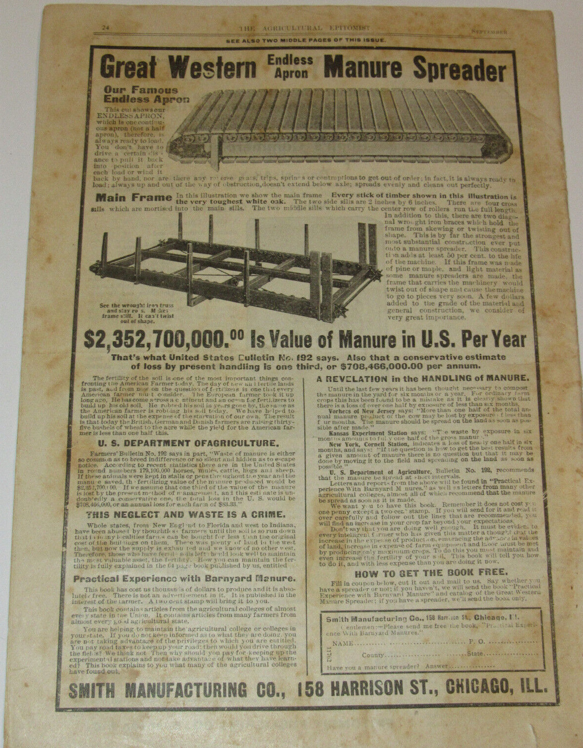 5 VTG 1906-07 &lsquo;AGRICULTURAL EPITOMIST&rsquo; MAGAZINES! ONLY PAPER PRINTED ON A FARM!