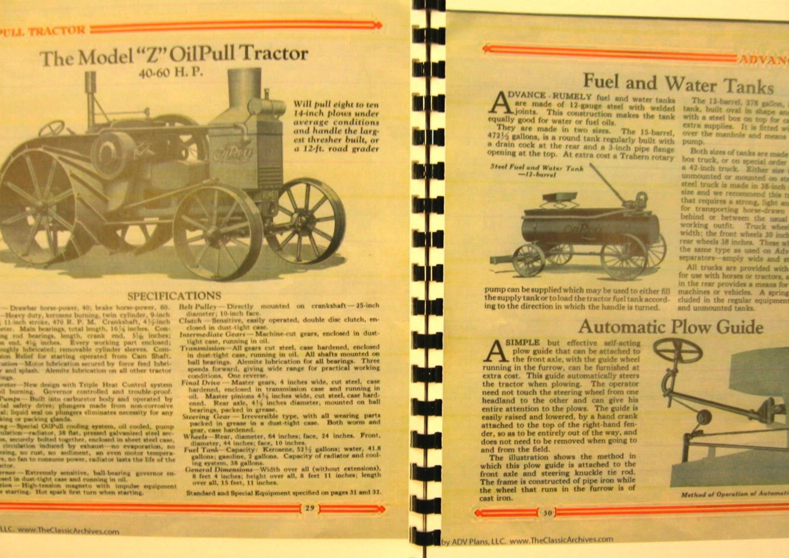 Vintage Rumely Oil Pull Tractor & Equipment Sales Catalogue All Models