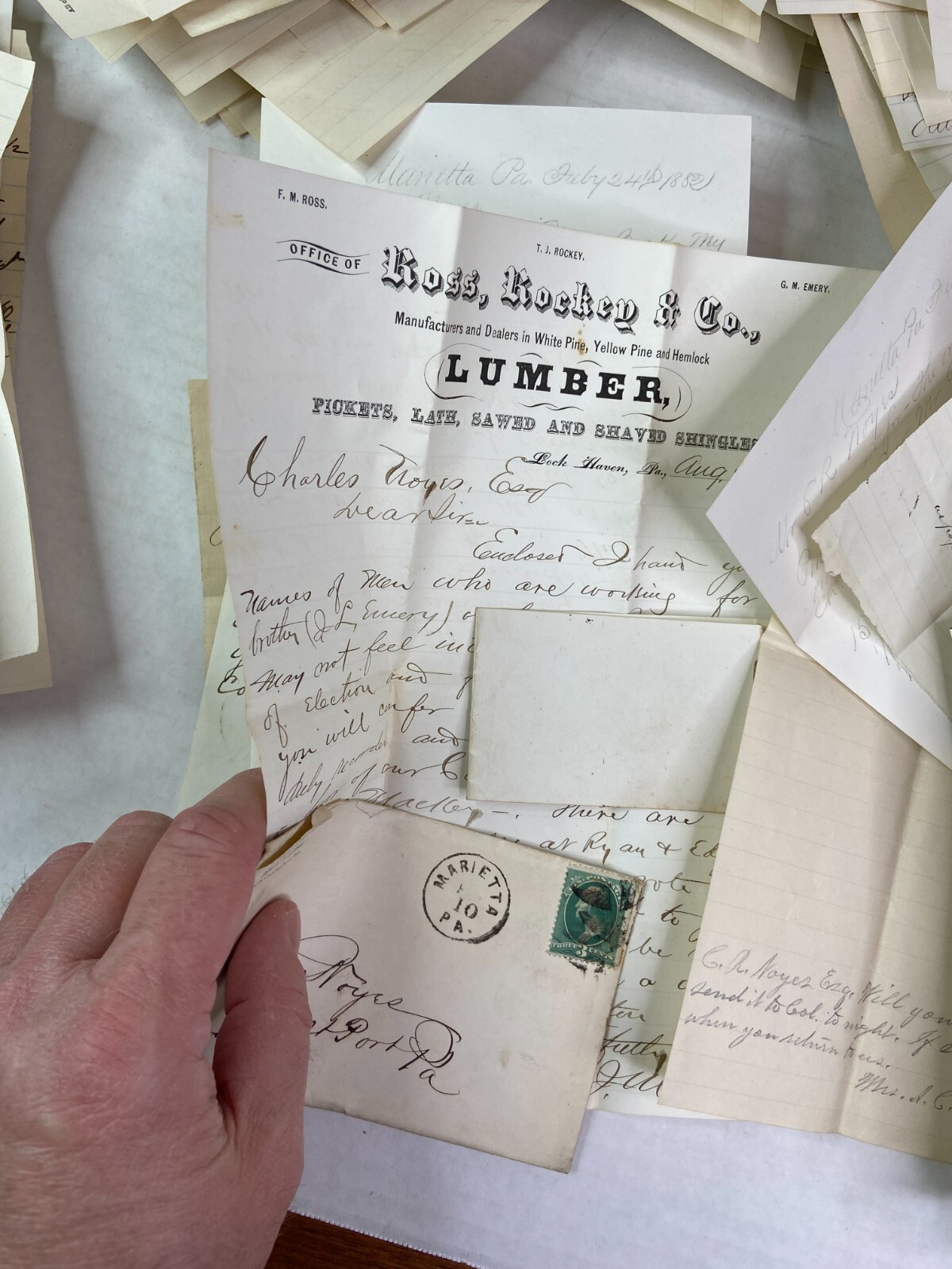 RARE HUGE Letter & Doc Archive 750+ Noyes Lumber 1880s Westport Pennsylvania PA