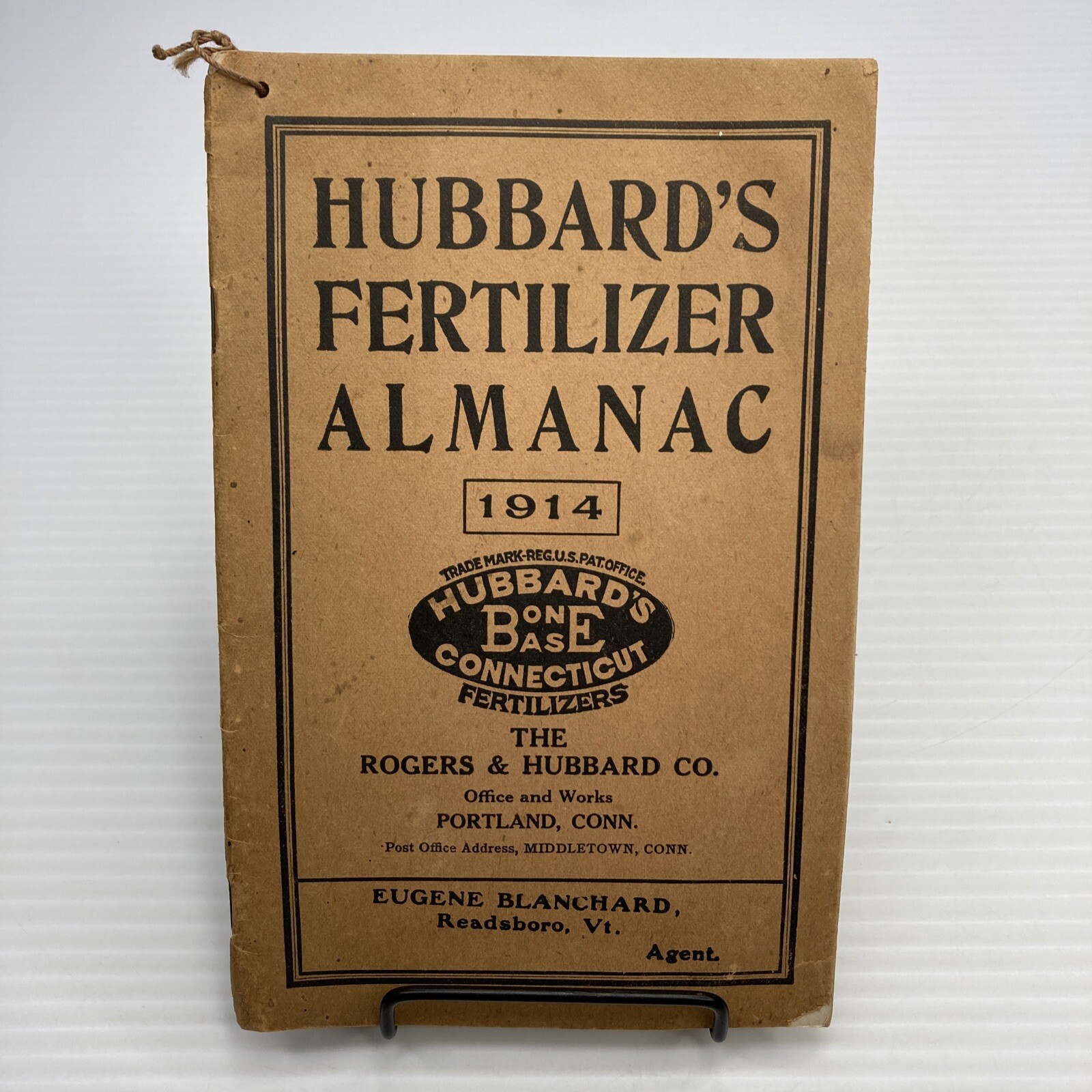 Hubbard&rsquo;s Bone Base Fertilizer Connecticut Almanac 1914 Agriculture Advertising
