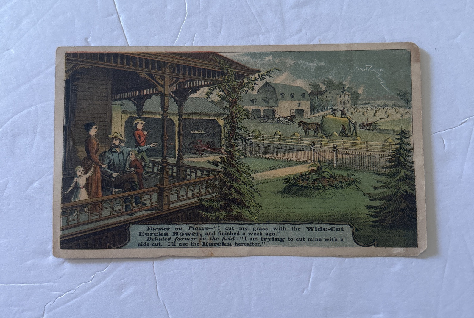 1880s EUREKA MOWER Utica FARM Advertising TRADE CARD #AM