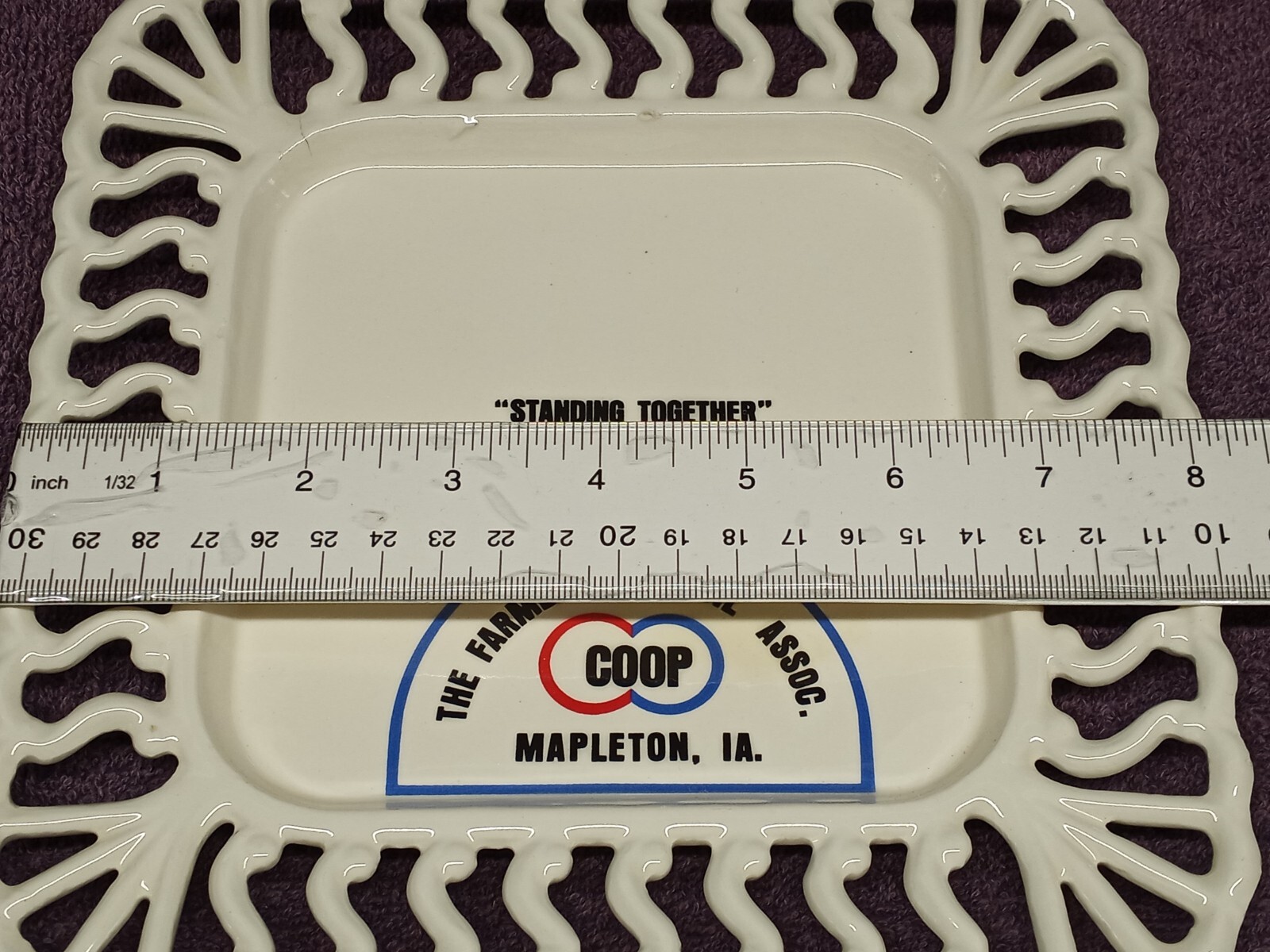 Vintage COOP DISH TRAY THE FARMERS COOP OIL ASSOC. MAPLETON IOWA