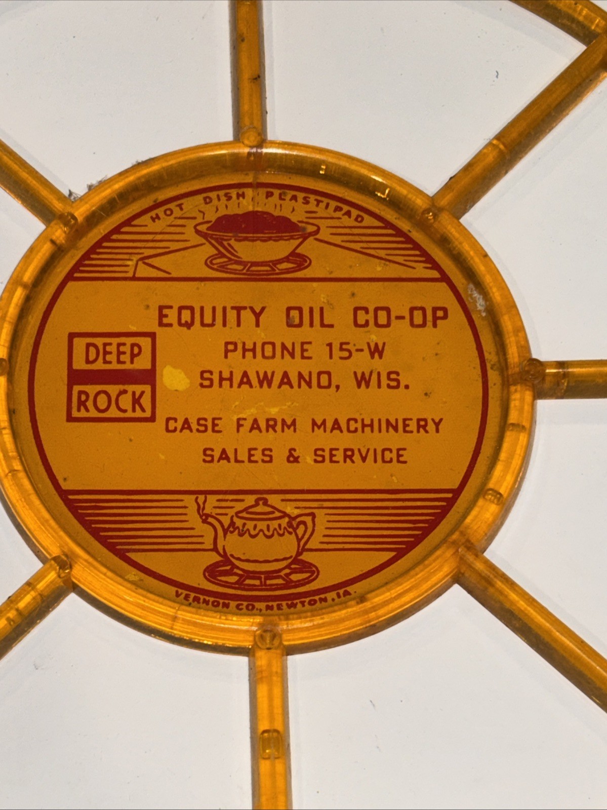 RARE Vintage Mid-Century Hot Dish Plastipad Equity Oil Shawno Wisconsin