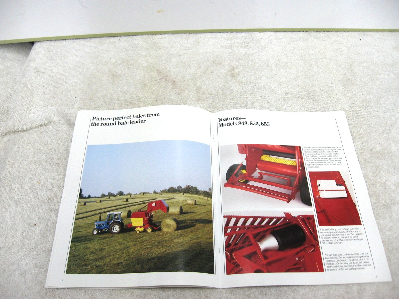 VINTAGE 1989 FORD NEW HOLLAND TRACTOR ROUND BALER BROCHURE 630 848 853 855