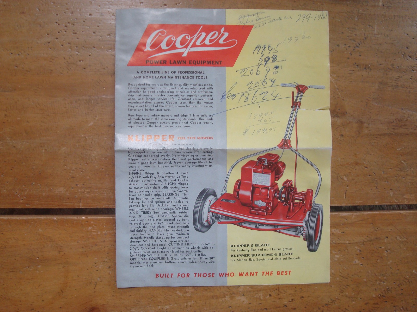 1960s Cooper Lawn Equipment Brochure. Lawnmowers